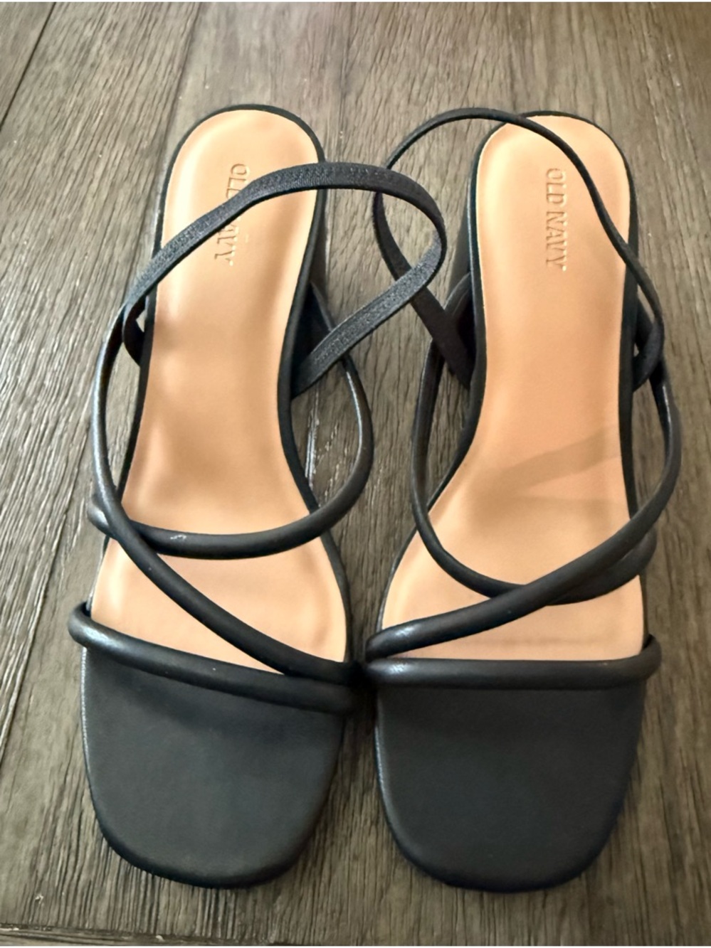 Old Navy Black Minimal Strappy Square-Heeled Sandals